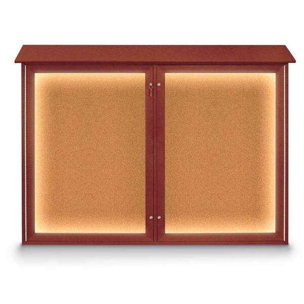 United Visual Products Open Faced Traditional Corkboard, 72x48" UV646A-SATIN-BUFF - main